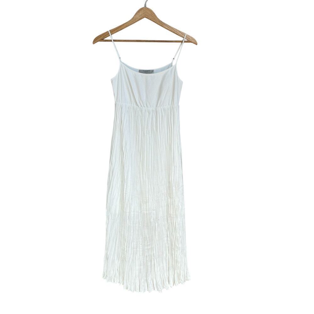 AllSaints Laze Sleeveless Slip Dress White Size XS  Crinkle Pleated - Picture 2 of 12